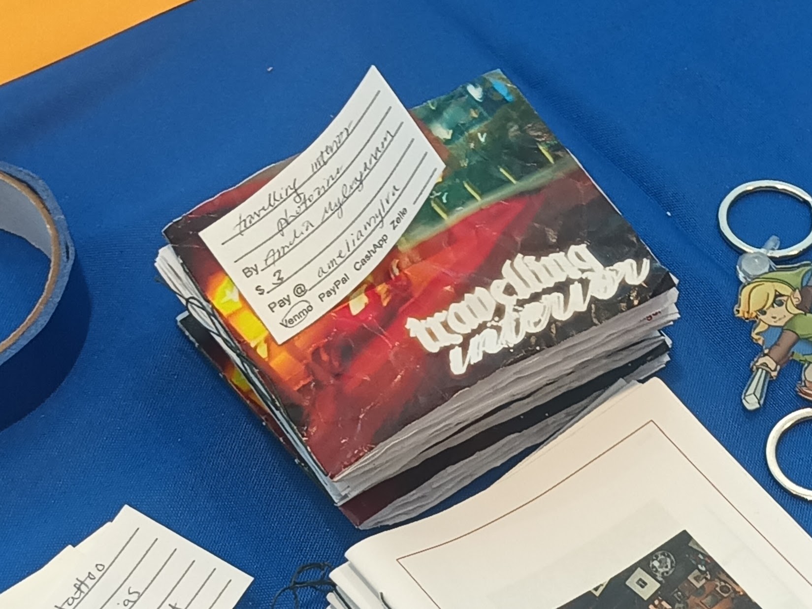 travelling interior zine on table